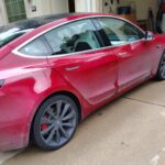 before mobile detailing on dirty red car in Houston tx