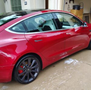 After mobile detailing on a clean red car in houston tx